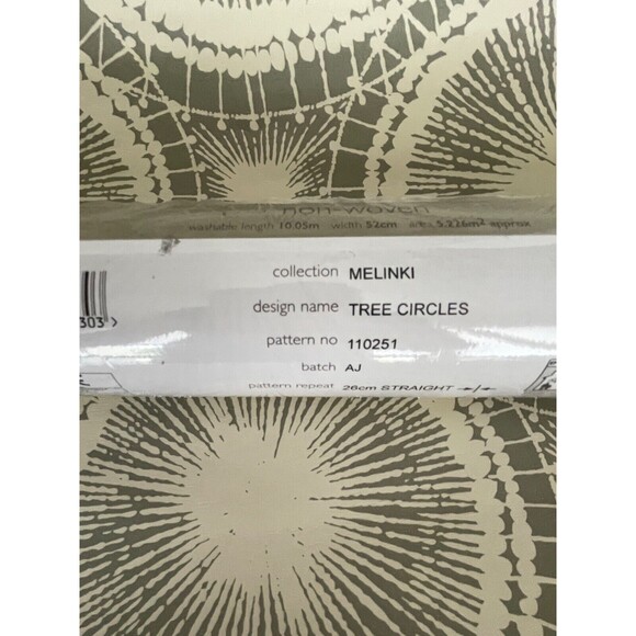 1 Roll of Scion Melinki Wall Paper Tree Circles No 110251 Beige/Gray NEW - Picture 12 of 12